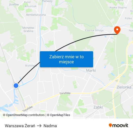 Warszawa Żerań to Nadma map