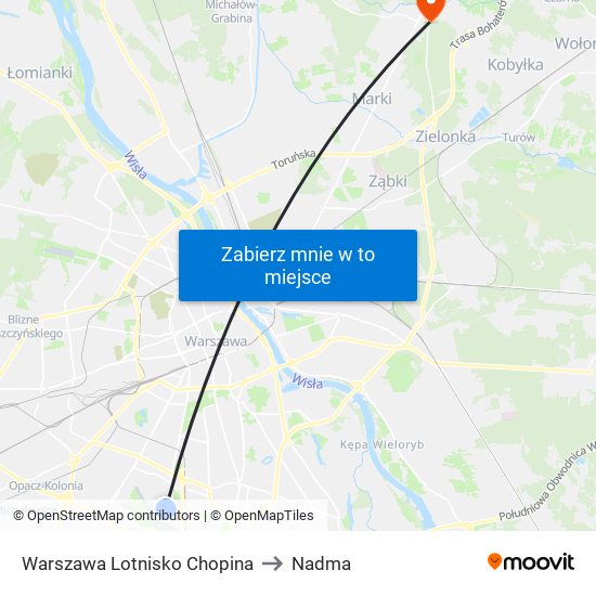 Warszawa Lotnisko Chopina to Nadma map