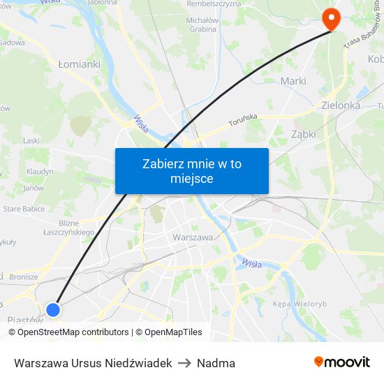 Warszawa Ursus Niedźwiadek to Nadma map