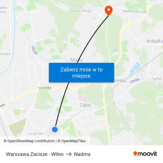 Warszawa Zacisze - Wilno to Nadma map