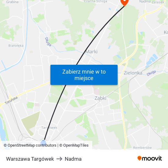 Warszawa Targówek to Nadma map