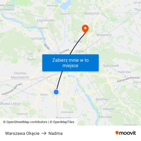 Warszawa Okęcie to Nadma map