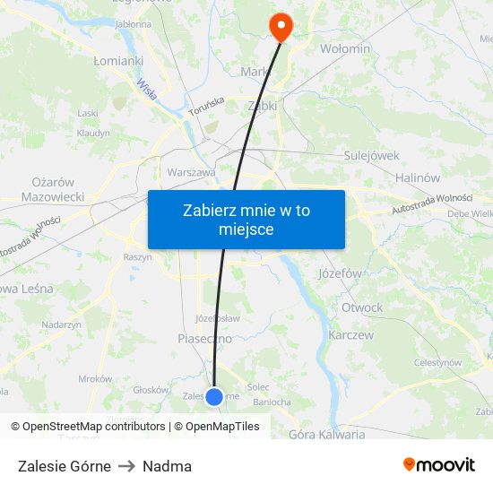 Zalesie Górne to Nadma map