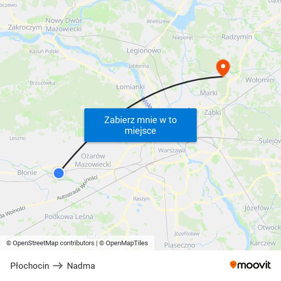 Płochocin to Nadma map