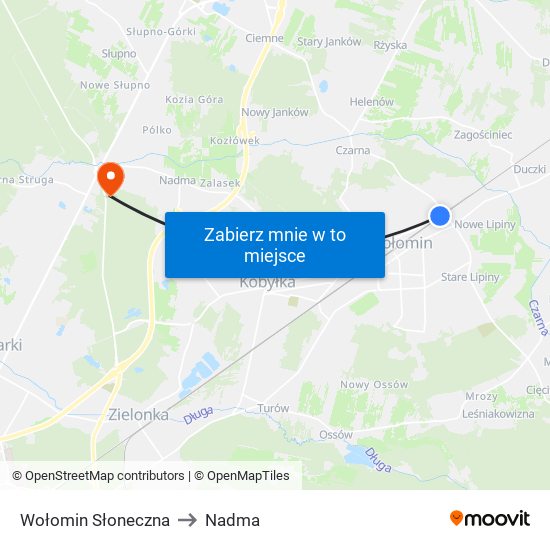 Wołomin Słoneczna to Nadma map