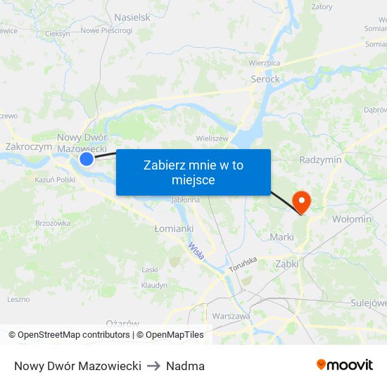 Nowy Dwór Mazowiecki to Nadma map