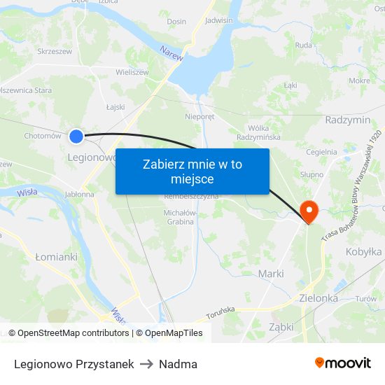 Legionowo Przystanek to Nadma map