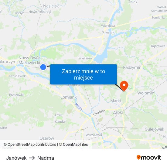 Janówek to Nadma map