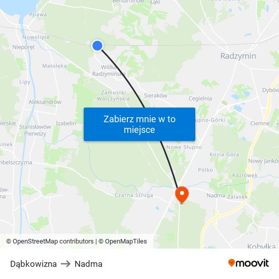 Dąbkowizna to Nadma map