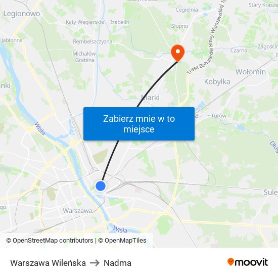 Warszawa Wileńska to Nadma map