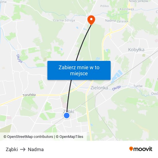 Ząbki to Nadma map