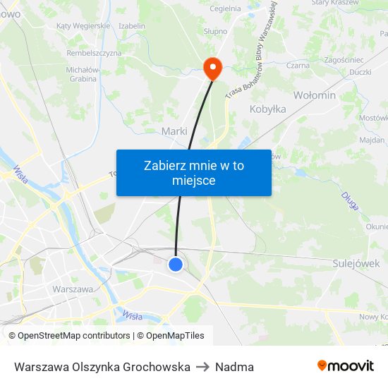 Warszawa Olszynka Grochowska to Nadma map