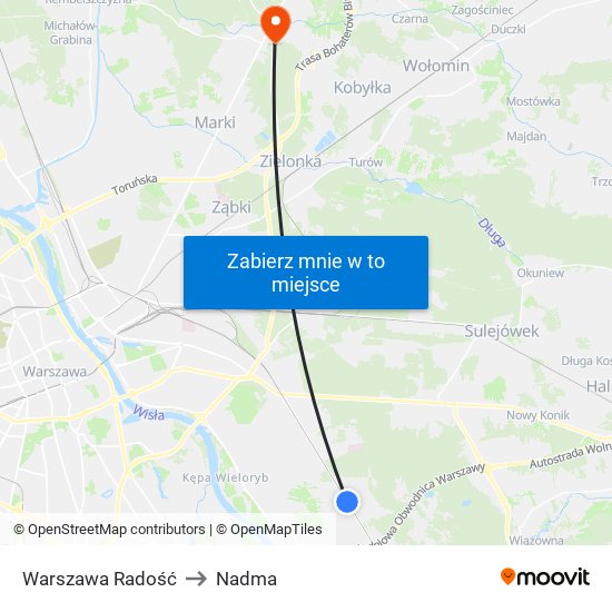 Warszawa Radość to Nadma map