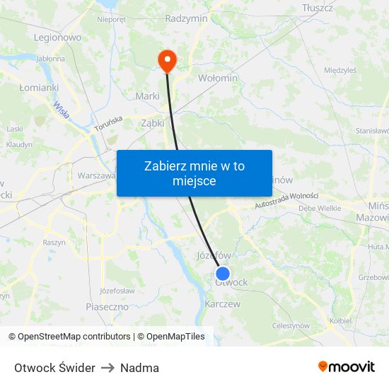 Otwock Świder to Nadma map