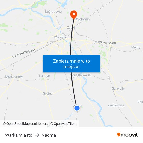 Warka Miasto to Nadma map