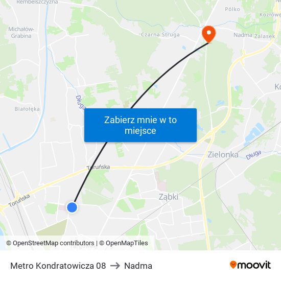 Metro Kondratowicza 08 to Nadma map