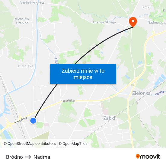 Bródno to Nadma map