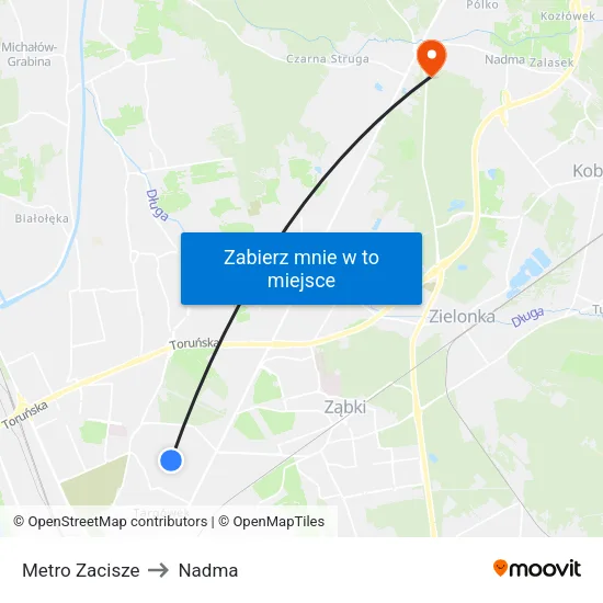 Metro Zacisze to Nadma map