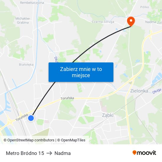 Metro Bródno 15 to Nadma map