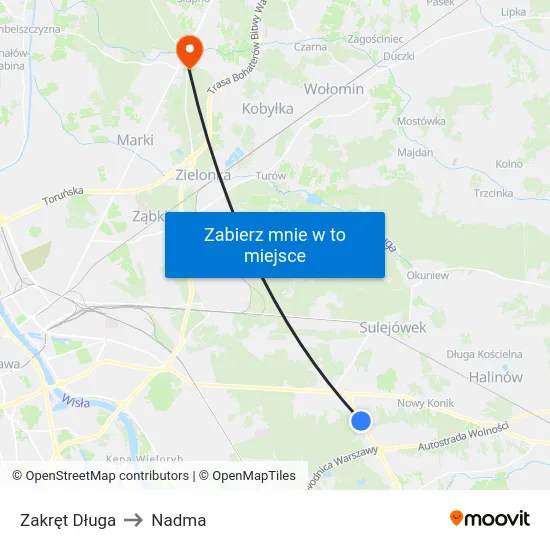 Zakręt Długa to Nadma map