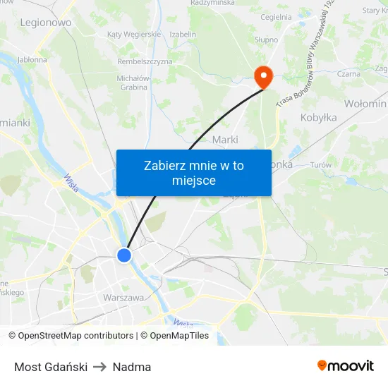 Most Gdański to Nadma map