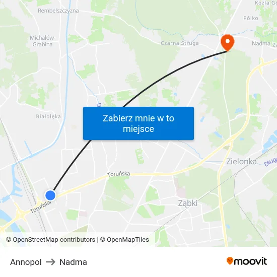 Annopol to Nadma map