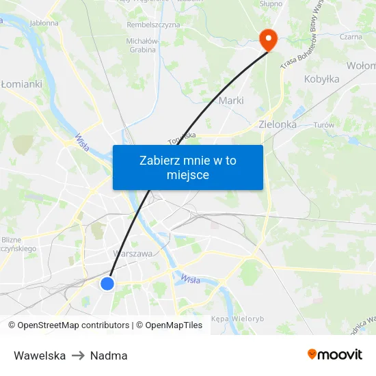 Wawelska to Nadma map