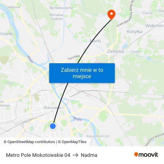 Metro Pole Mokotowskie 04 to Nadma map