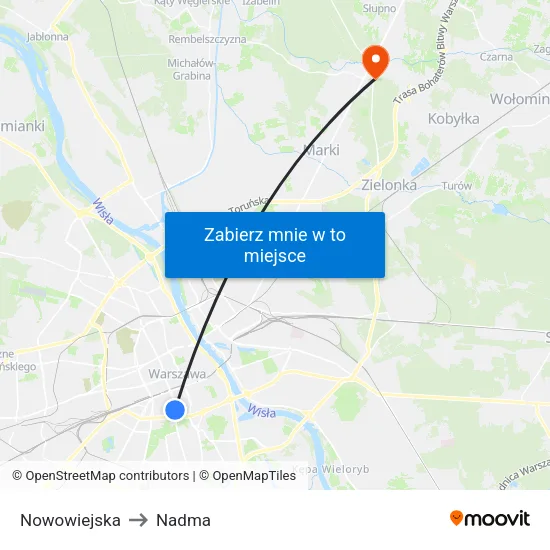 Nowowiejska to Nadma map
