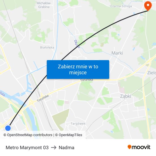 Metro Marymont to Nadma map