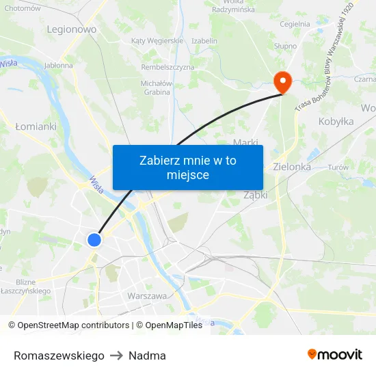 Romaszewskiego to Nadma map