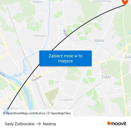Sady Żoliborskie to Nadma map