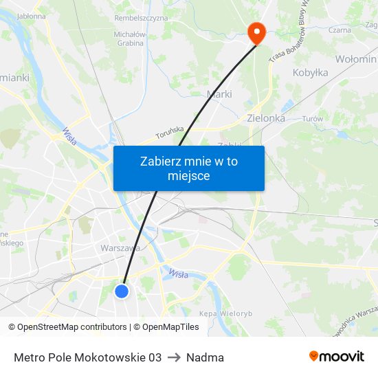 Metro Pole Mokotowskie 03 to Nadma map