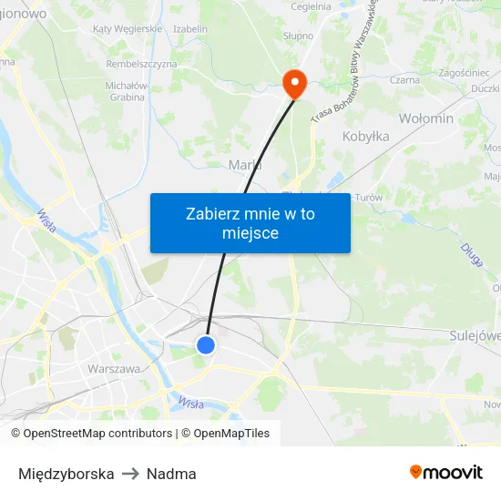 Międzyborska to Nadma map