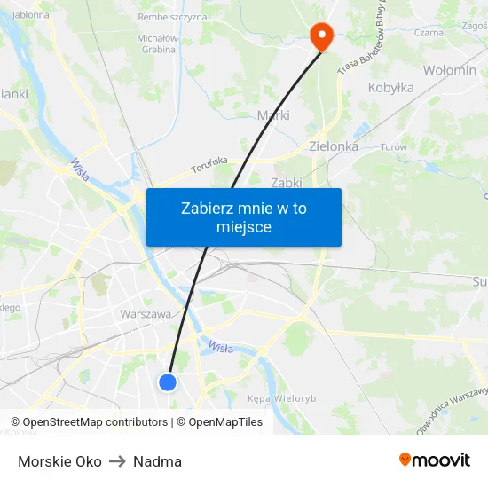 Morskie Oko to Nadma map