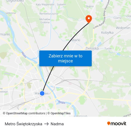 Metro Świętokrzyska to Nadma map