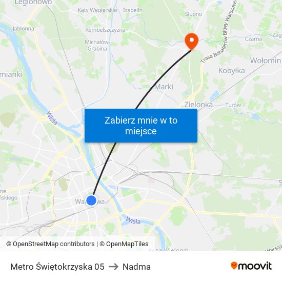 Metro Świętokrzyska to Nadma map