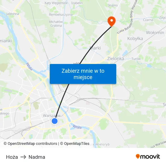 Hoża to Nadma map