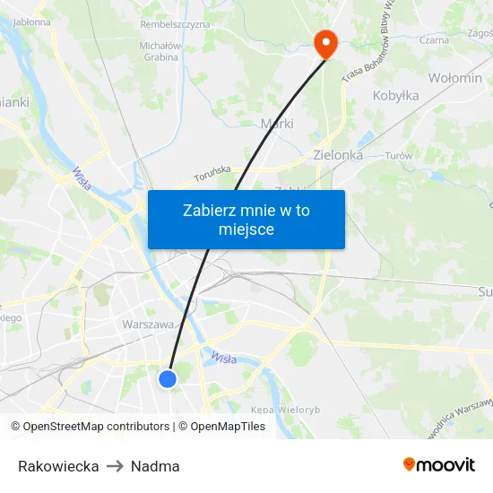 Rakowiecka to Nadma map