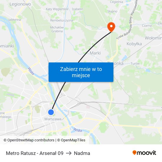 Metro Ratusz Arsenał to Nadma map