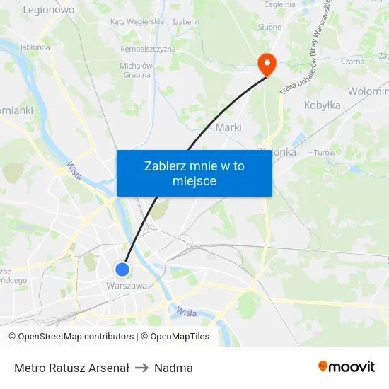 Metro Ratusz Arsenał to Nadma map