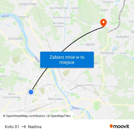 Koło to Nadma map