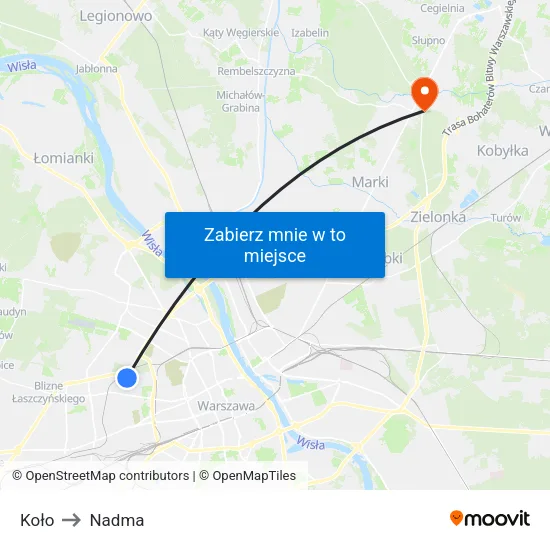 Koło to Nadma map
