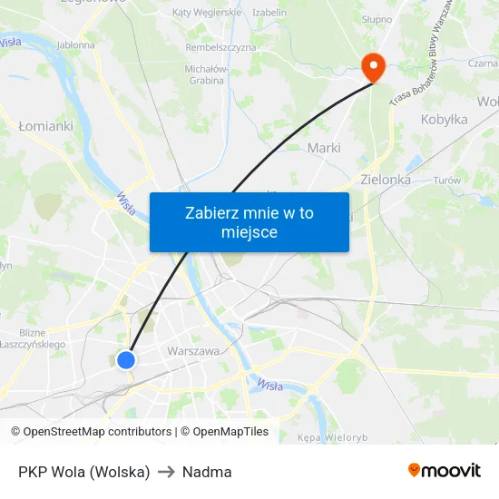 PKP Wola (Wolska) to Nadma map