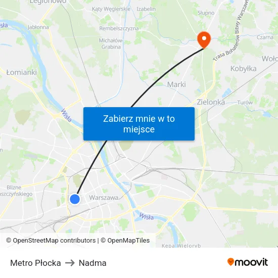 Metro Płocka to Nadma map