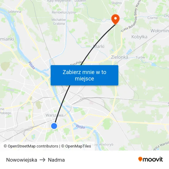 Nowowiejska to Nadma map