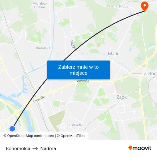 Bohomolca to Nadma map