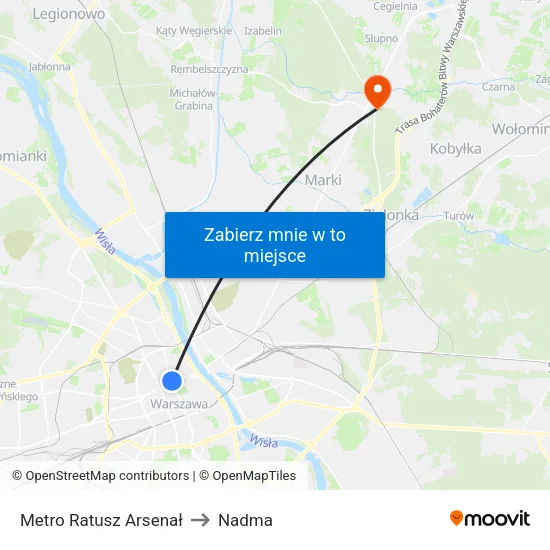 Metro Ratusz Arsenał to Nadma map