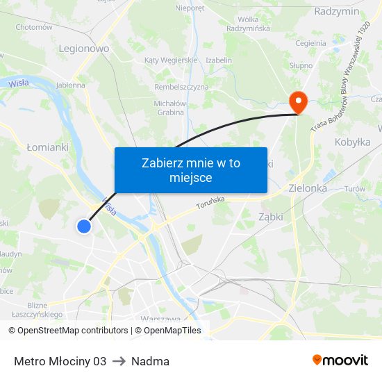 Metro Młociny 03 to Nadma map