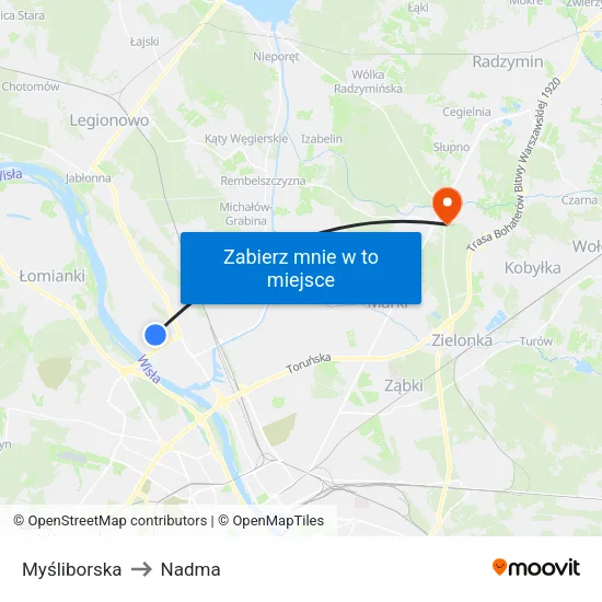 Myśliborska to Nadma map